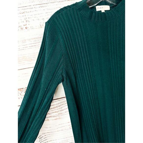NEW Perfect Peach Women's Long Sleeve High Neck Rib Detail Sweater Green Small - Picture 7 of 12